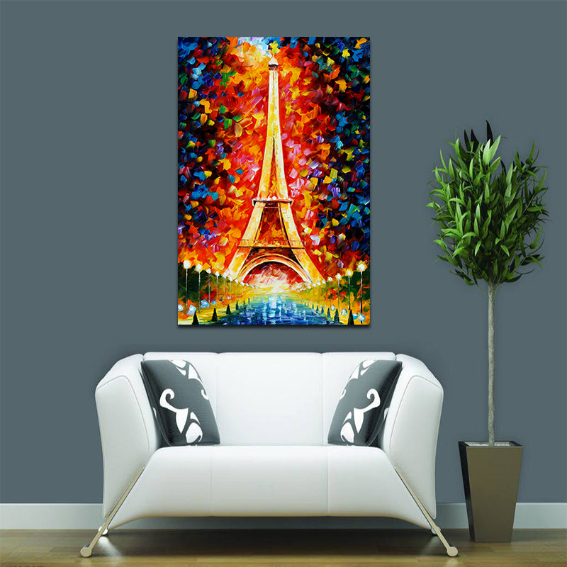 Miico Hand Painted Oil Paintings Eiffel Tower Scenery Wall Art For Home Decoration
