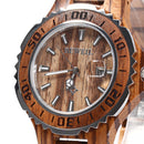 BEWELL ZS-100BG Luminous Hands Calendar Wood Watches Waterproof Quartz Unisex Watch