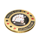 Metal Poker Guard Card Protector Coin Chip Gold Plated With Round Plastic Case