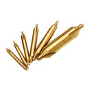 Drillpro 6pcs 1/1.5/2/2.5/3/5mm Center Drills 60 Degree HSS Titanium Coated Countersink Drill Bit