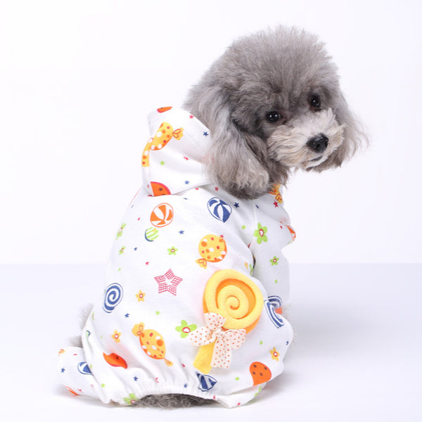 Pet Dog Soft Cloth Cotton Footprint Pajamas Puppy Jumpsuits Soft Clothing Clothes Dog Dress