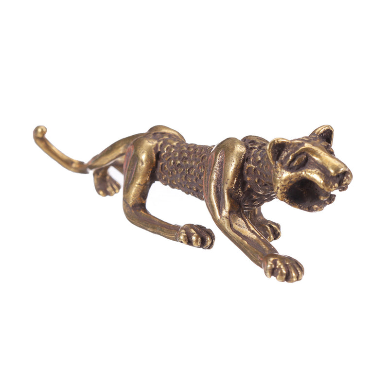 Chinese Antique Collection Asian Brass leopard Exquisite Pen Holder Statue Decorations