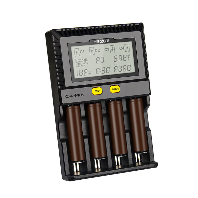 Miboxer C4-Plus LCD Display Fast Charging Smart Battery Charger For AA AAA 18650 26650 21700 16340