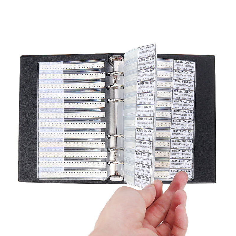 2550pcs 51values*50pcs 0201 SMD Capacitor Sample Book 0.5PF~220NF Capacitor Assortment Kit