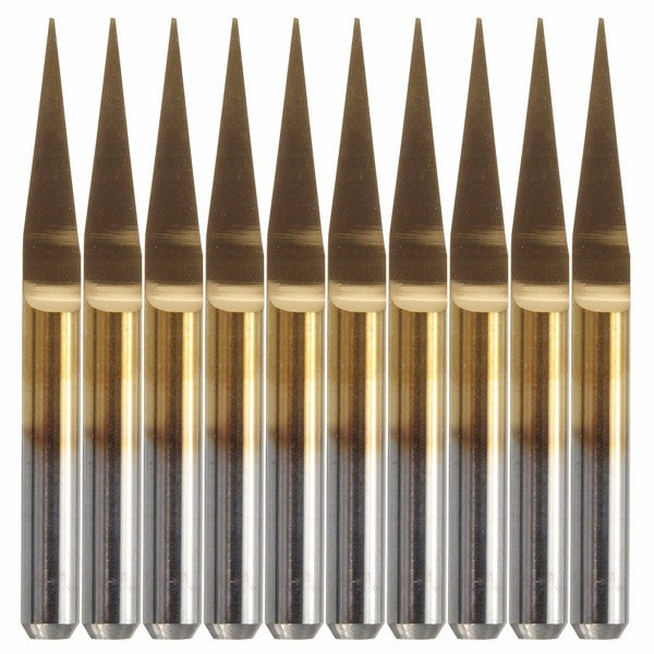 10pcs 0.1mm 10 Degree Flat Bottom PCB Engraving Bits Titanium Coated Carbide CNC Router Tool