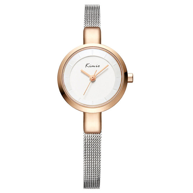 LVPAI K6115 Small Dial Cute Style Women Wrist Watch Mesh Steel Quartz Watches