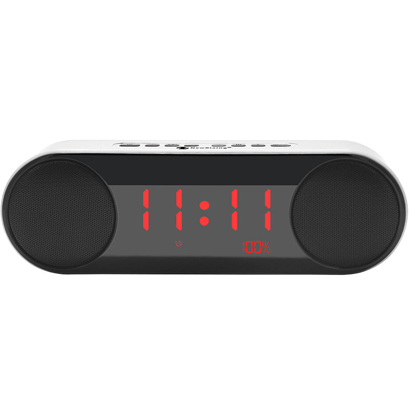 LED Display Alarm Clock Dual Driver Unit FM Radio Aux TF Card Heavy Bass bluetooth Speaker With Mic