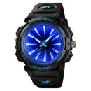 SKEMI 1521 Creative Mirror Dial LED Backlight 5ATM Stainless Steel Men Wristwatch Quartz Watch