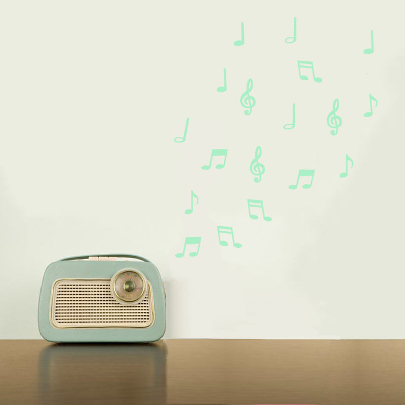 Honana DX-164 12Pcs Fluorescent Glow Musical Note Wall Sticker Home Bedroom Decor