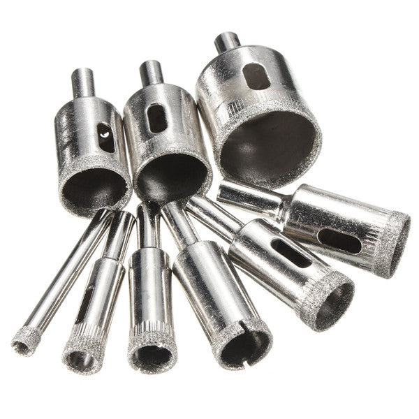 10pcs Diamond Hole Saw Drill Bit Set 6mm-30mm Tile Ceramic Glass Porcelain Marble Hole Saw Cutter