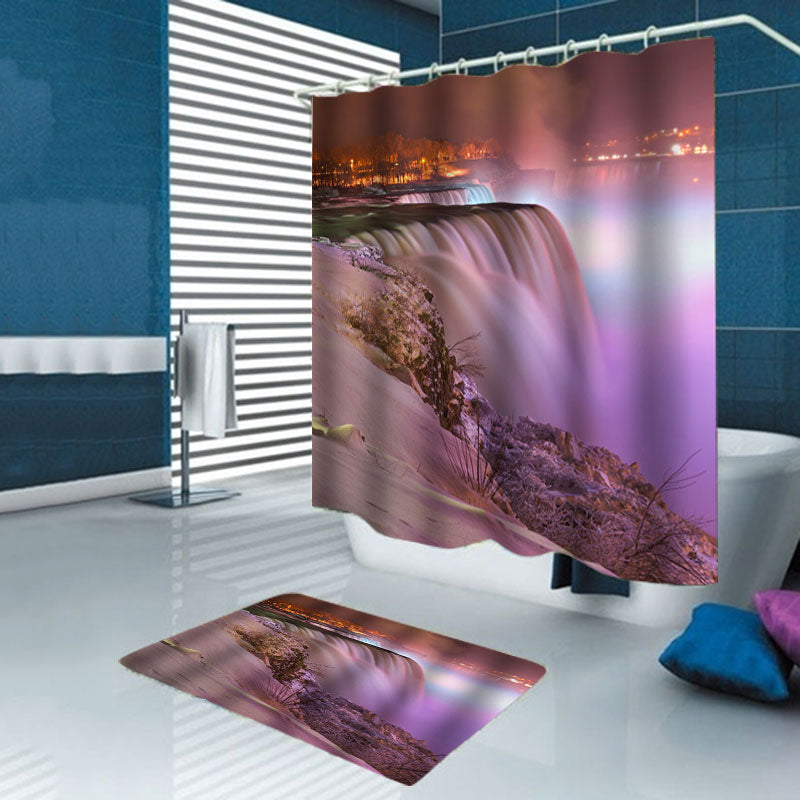 Waterproof Printing Waterproof Bathroom Shower Curtain Toilet Cover Mat Set