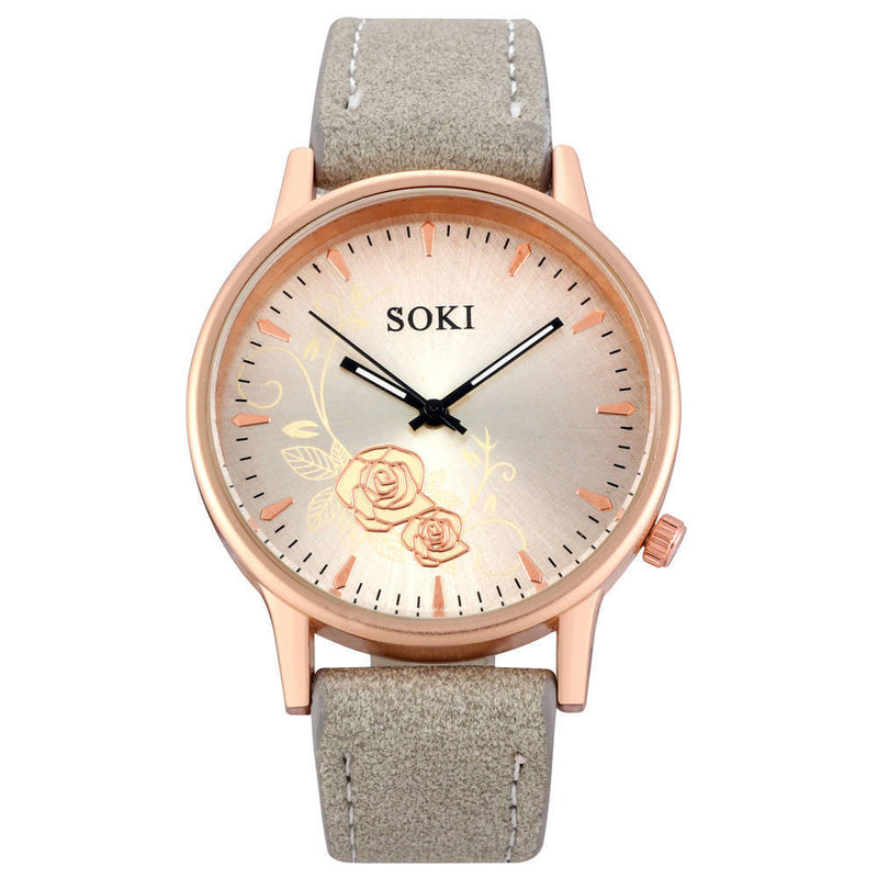 Deffrun Casual Style Women Wrist Watch Leather Watch Band Quartz Watch