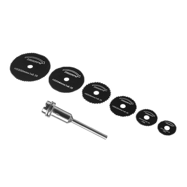 7pcs Black HSS Saw Blades Cutting Discs Mandrel Cutter Rotary Tool