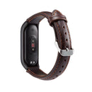 Solid Crazy Horse Pattern Leather Watch Band Watch Strap Replacement for Xiaomi Miband 4