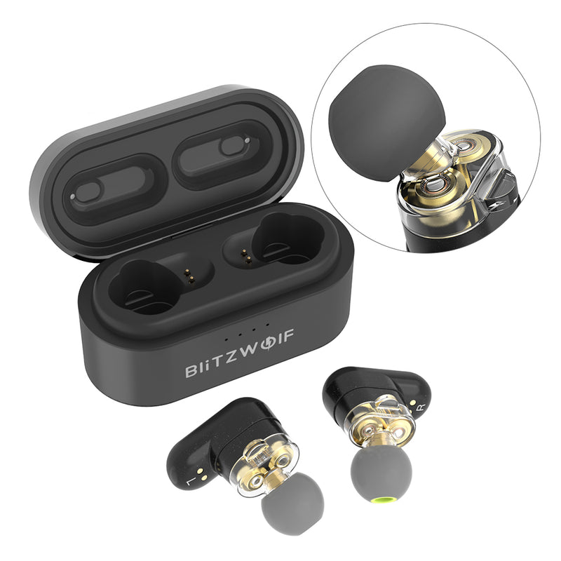 [Dual Dynamic Driver] Blitzwolf BW-FYE7 TWS bluetooth 5.0 Earphone Heavy Bass Stereo Bilateral Calls Headphone with Charging Box