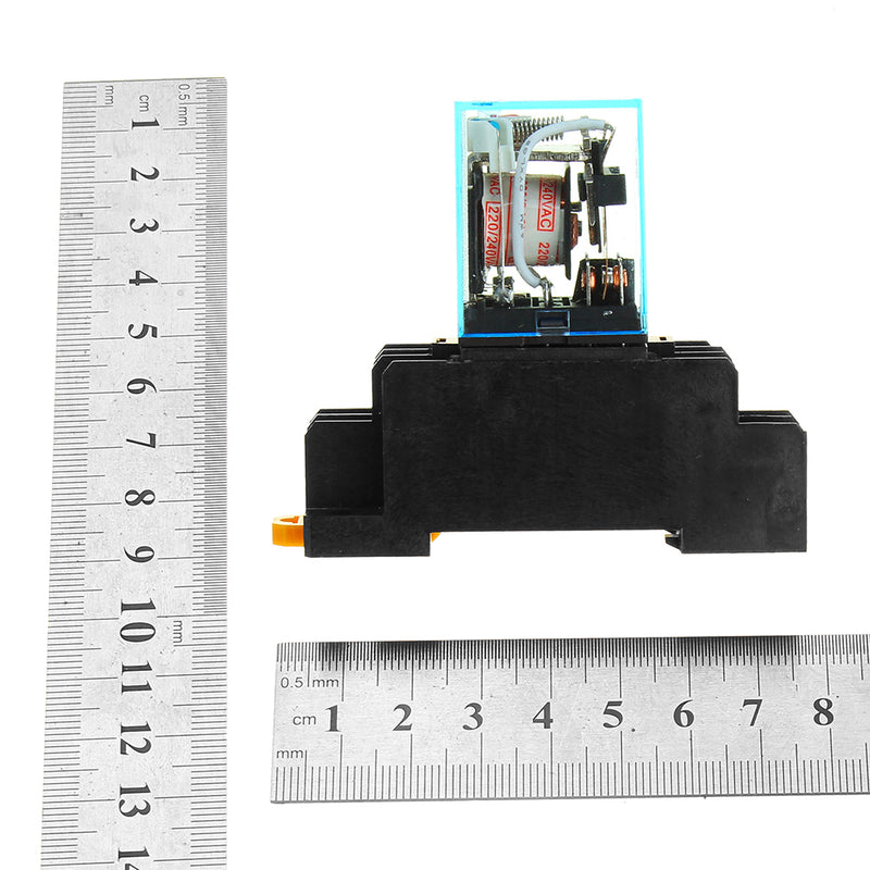 5Pcs AC220V Coil Power Relay LY2NJ JQX-13F DPDT 8 Pin PTF08A With Socket Base