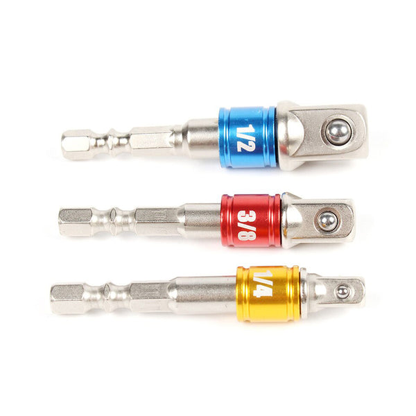 1/2" 1/4" 3/8" Screwdriver Extension Bar Hex Shank To Square Socket Drill Bits Bar Drill Socket Adapter