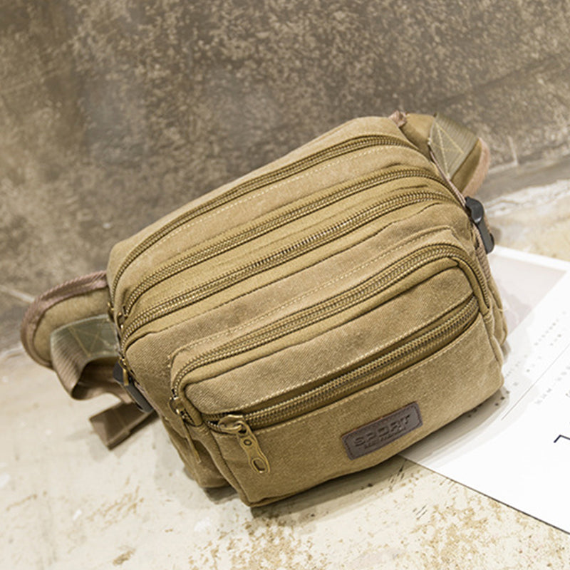 5-Layers Men Canvas Waist Bag Travel Funny Pack Practical Purse Bag Fashion