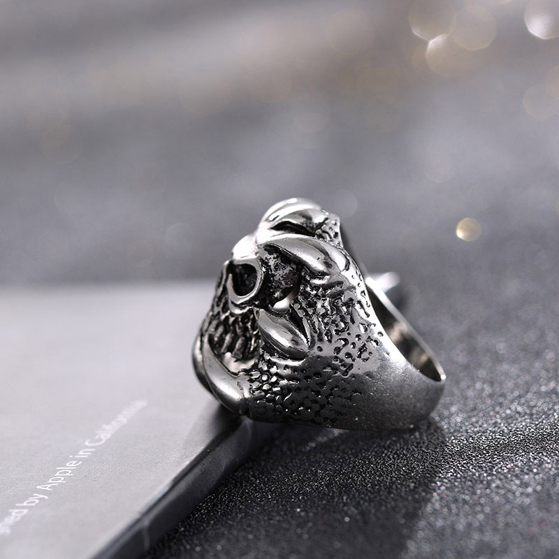 Halloween Punk Magic Dragon Ring Eight Claw Skeleton Gift Ring for Men