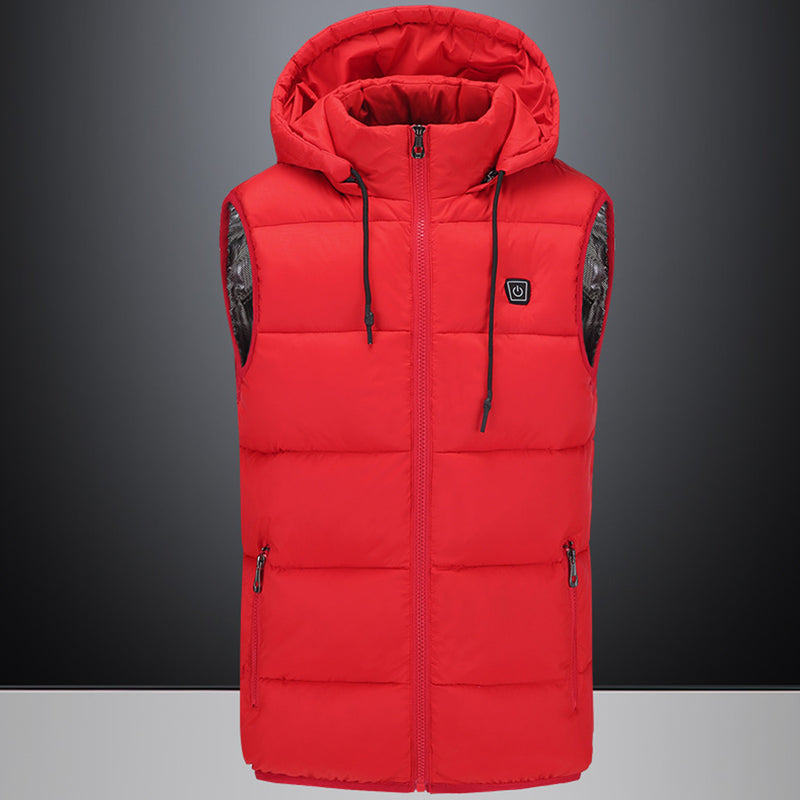 Electric Winter Warm Heated Waistcoat USB Charging Cotton Intelligent Heating Hooded Jacket Clothing