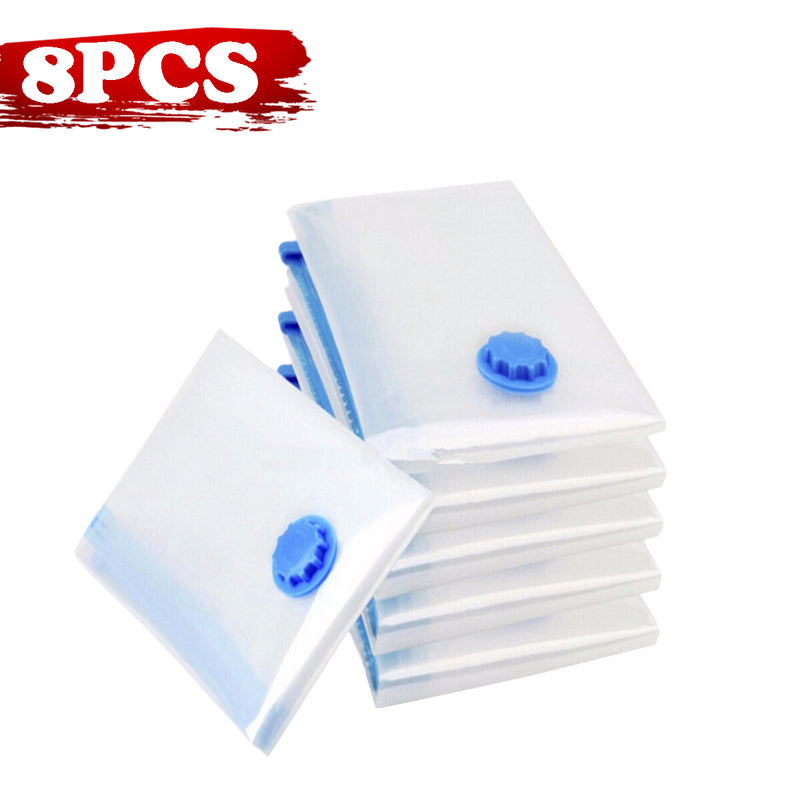 8Pack Vacuum Space Storage Saver Bags and Travel Hand Pump Organize Store Replacement Accessories
