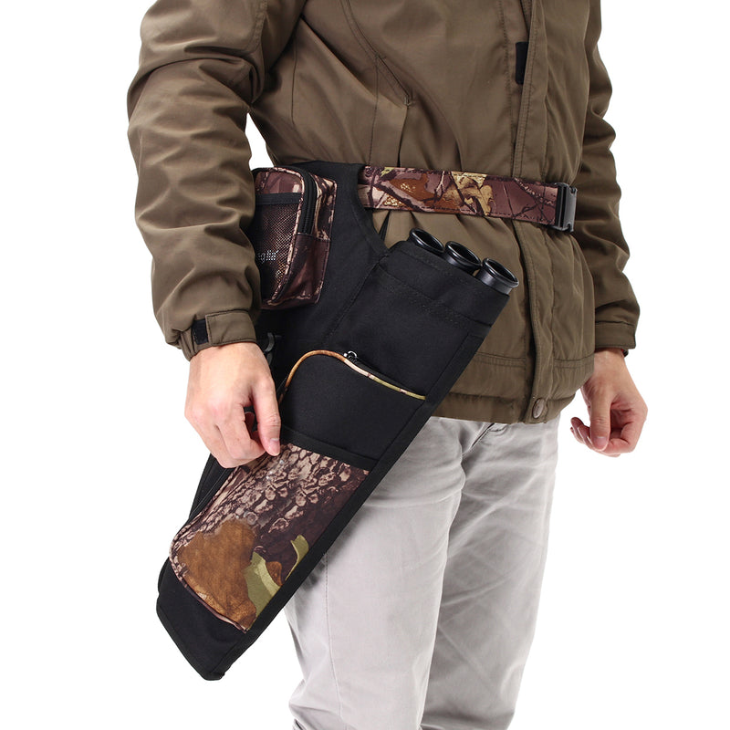 3 Tube Hip Quiver Archery Holder Bag with Adjustable Waist Belt Black