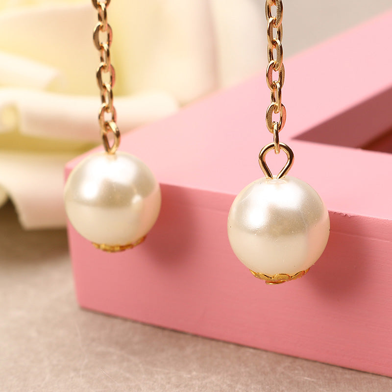 Sweet Heart Star Artificial Pearl Pendant Hair Band Fake Earrings Women Hair Accessories