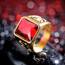 Personality Infertile Stainless Steel 316L Glass Stone Maple Leaf Ring