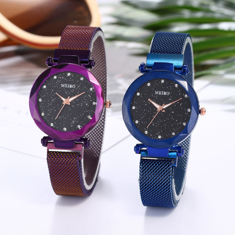 Ladies Dress Star Magnetic Band Fashion Luxury Crystal Dial Women Quartz Watch