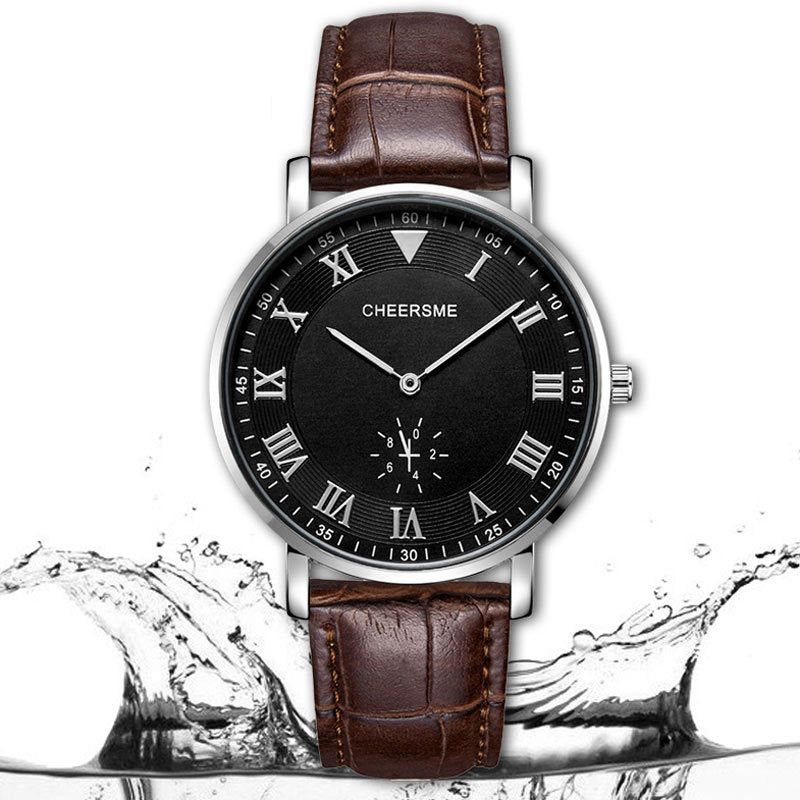 CHEERSME 256 Ultra Thin Dial Design Men Wrist Watch Leather Strap Business Style Quartz Watch