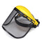 Yellow Safety Helmet Full Face Mask Chainsaw Brushcutte Mesh For Lawn Mower Trimmer Brush Cutter
