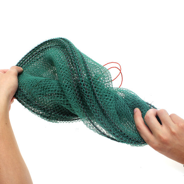 Folding Round Metal Frame Nylon Mesh Crab Fish Fishing Landing Net-Green Fishing Net