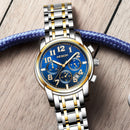 Aesop 1008G Classic Business Style 3ATM Waterproof Men Watch Leather Strap Quartz Watch