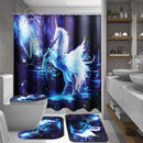 Bathroom Horse Shower Curtain Toilet Cover Mat & Pedestal Rug Mat & Bath Nonslip Mat