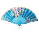 Chinese Japanese Lace Silk Folding Hand Held Dance Fan Flower Party Wedding Gift