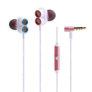 KDK-503 Universal Wired Earphone Dual Dynamic Drivers Stereo Super Bass Headset with Mic