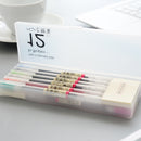 YOUFAN YF18-142 Creative Simple Translucent Scrub Stationery Pencil Case with 12-color Pens and 2 Sticky Notes
