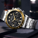 MEGIR 2087 Business Hardlex Mirror Luminous Waterproof Quartz Watch Stainless Steel Men Wrist Watch