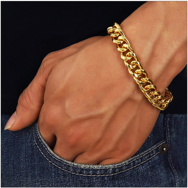Trendy Stainless Steel Chain Bracelet Fashion Men Gold Bracelet