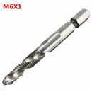 Drillpro DB-C4 HSS 1/4 Inch Hex Shank Combination Metric Drill Tap Bit M3/M4/M5/M6/M8/M10