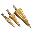 Drillpro 3pcs 4-12/20/32mm HSS Titanium Step Cone Drill Bit Hex Shank Hole Cutter