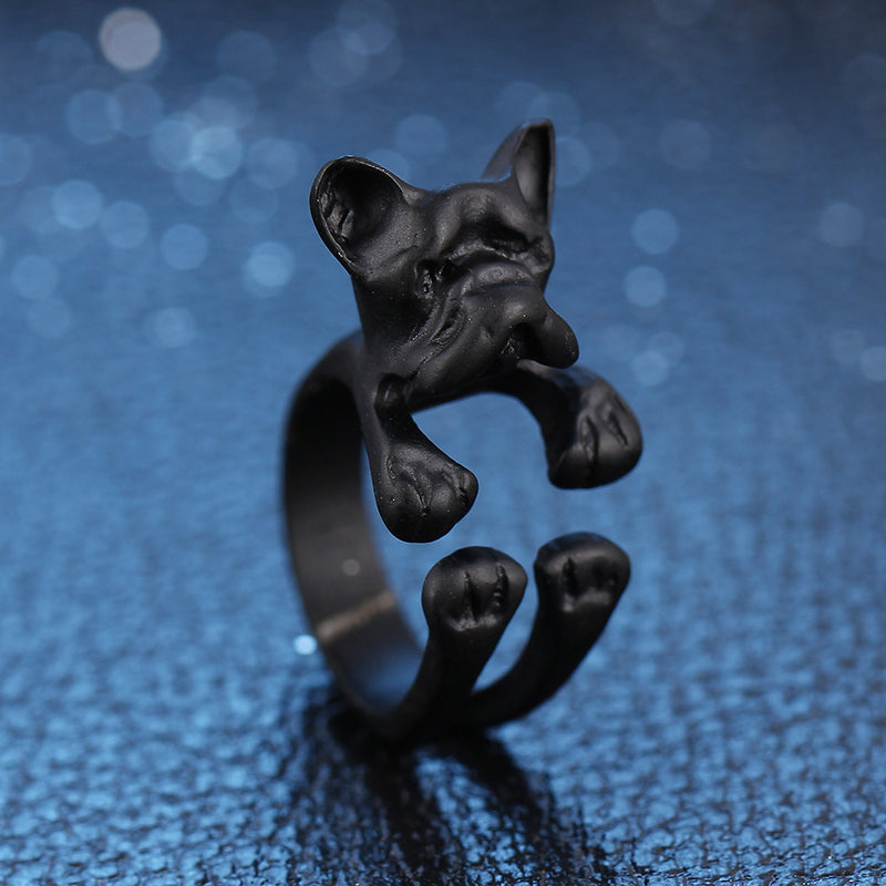 Cute Unisex Finger Ring Open Adjustable Dog Head Rings Fashion Hands Accessories for Women Men