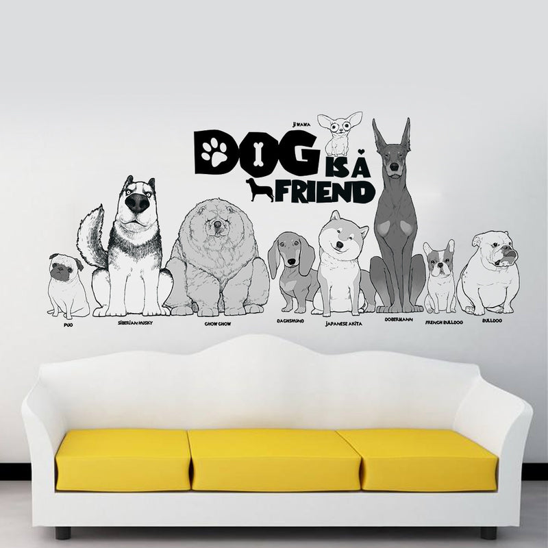 30*90 CM Cute Dogs  Wall Stickers Background Wall Stickers