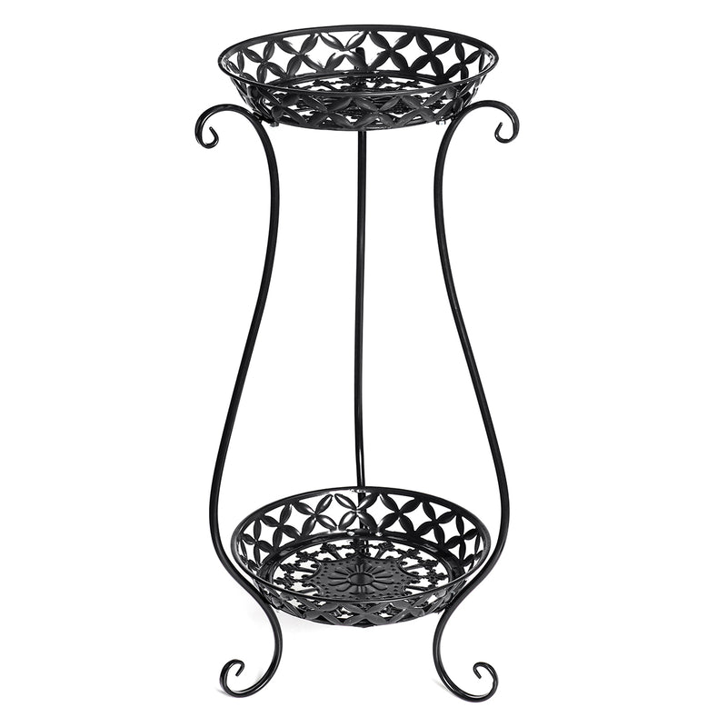 2 Tiers Metal Plant Stand Garden Flower Pot Holder Shelves Multi-use Storage Shelf Bookshelf Home Indoor Outdoor