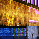 6M*3M EU Plug Icicle Window 600 LED Curtain Starry Fairy String Light for Holiday Wedding Chrismas Decor AC220V