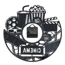 12" 12 Inch 3D Black Popcorn Wall Clock Theater Movie Cinema Snack Bar Clocks Home Decor