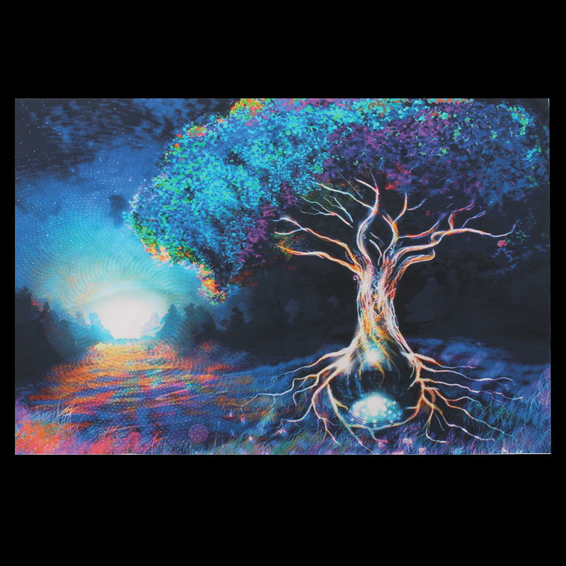 Psychedelic Trippy Tree Pattern Silk Fabric Poster Visual Mind Manifesting  Wall Paper