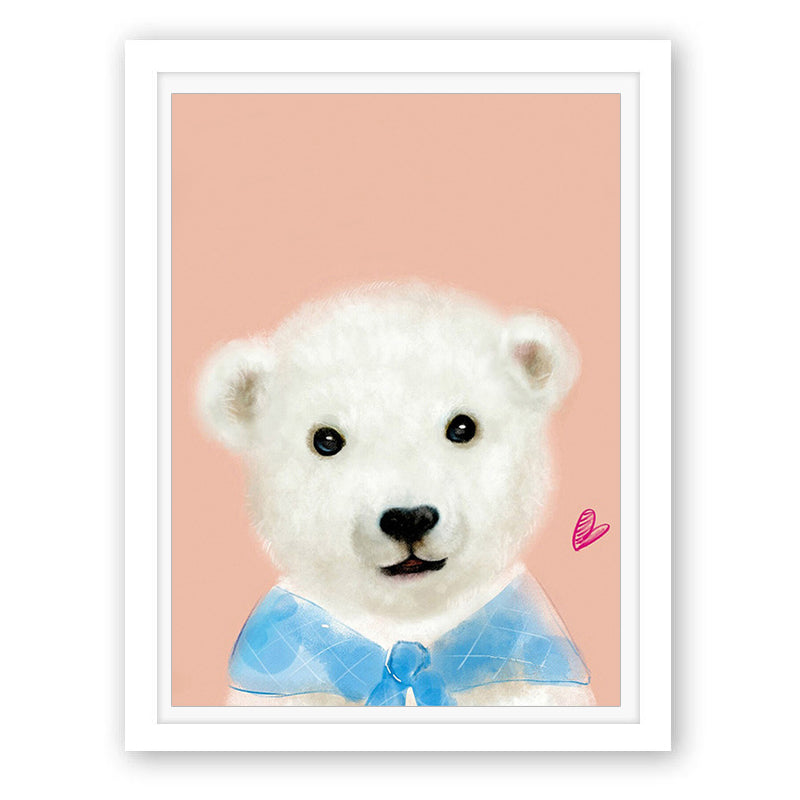 Miico Hand Painted Oil Paintings Cartoon White Bear Paintings Wall Art For Home Decoration