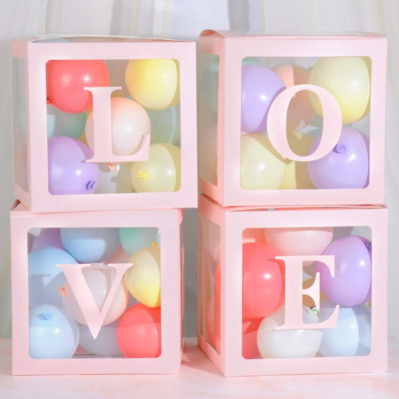 4Pcs DIY Transparent Balloon Box For Boy Girl Baby Shower Wedding Birthday Decorations