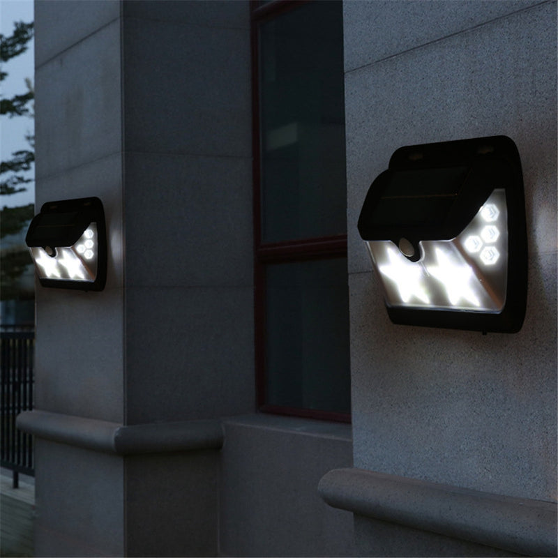 Solar Powered COB LED Star Wall Lamp PIR Motion Sensor Light Waterproof Outdoor Garden Yard Gate